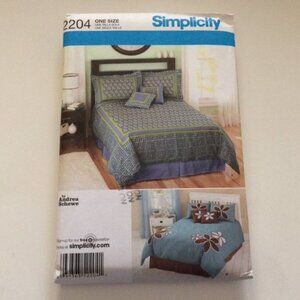 Simplicity 2204 Bedroom Accessories Sewing Pattern Uncut Duvet Cover Sham Pillow
